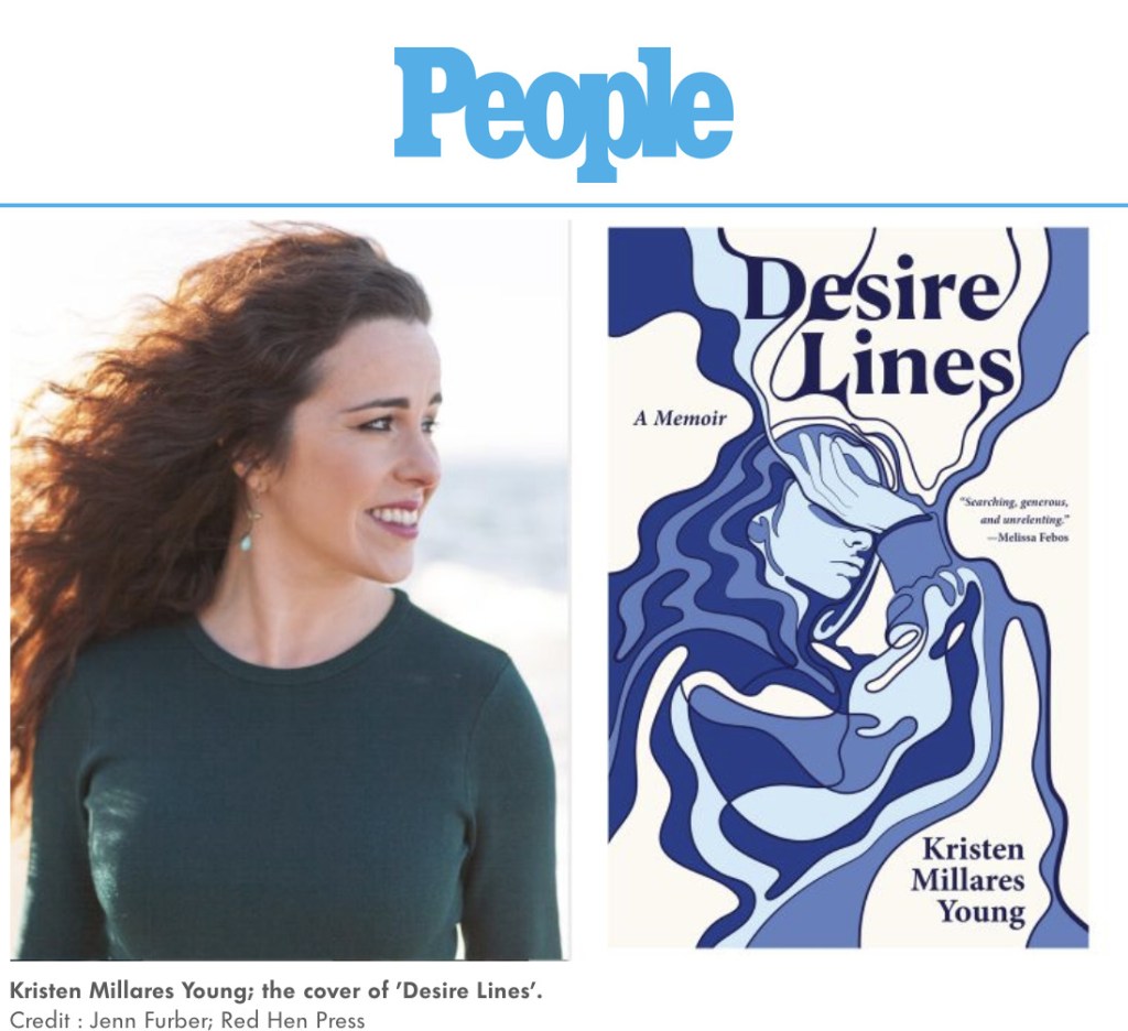 People’s exclusive cover reveal of Desire Lines: a photograph of Kristen Millares Young by Jenn Furber beside the book cover